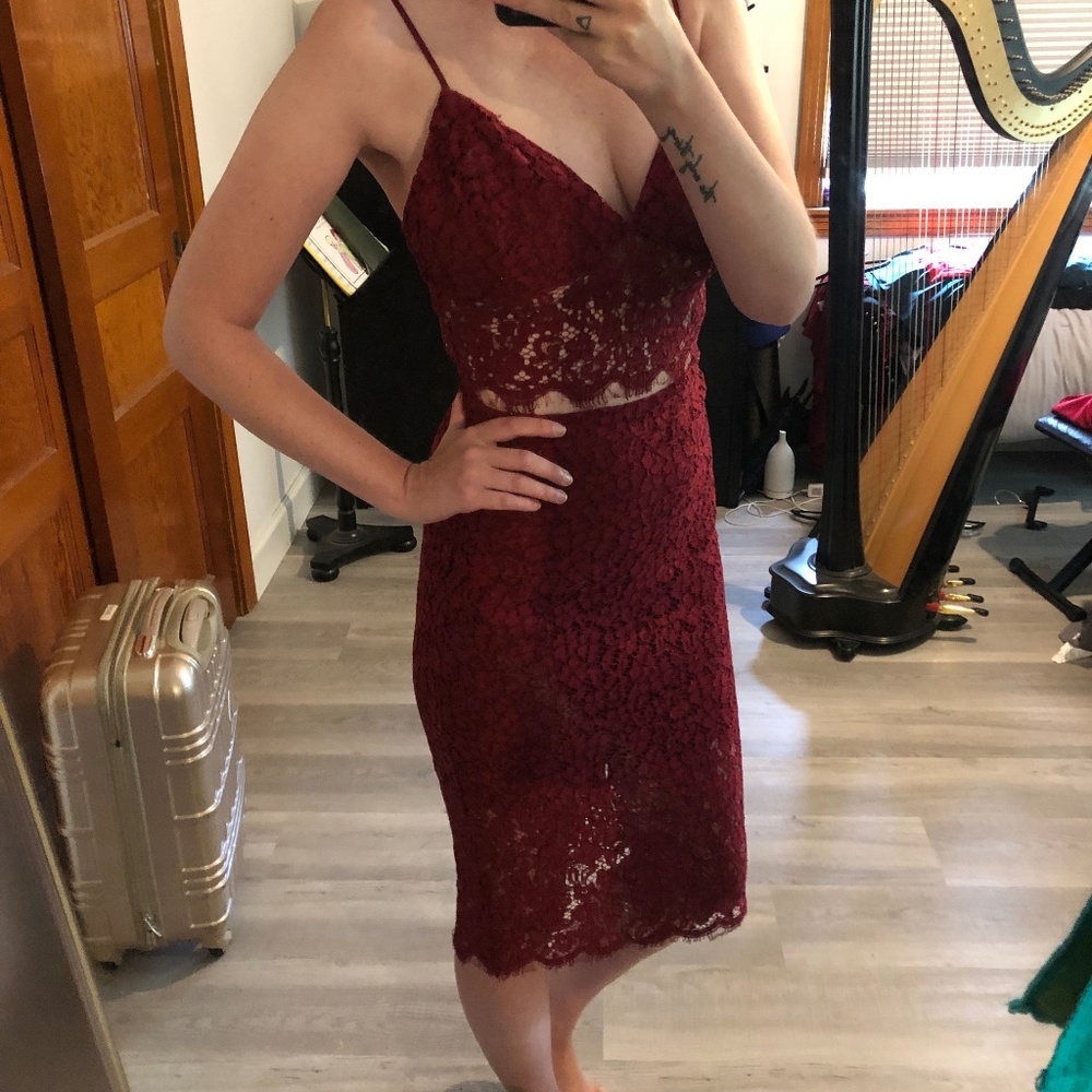 Bardot Red Lace Set